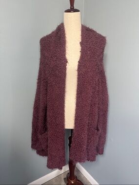 Vici Women’s Burgundy Plush Open-Front Cardigan Sz M/L